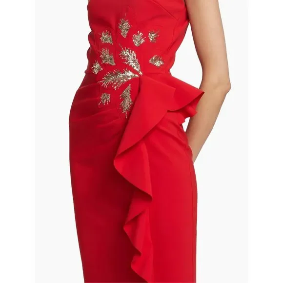 NWT Chiara Boni La Petite Robe Teodorina Sequined Ruffle Halter Gown US4 $1090 - Picture 4 of 11